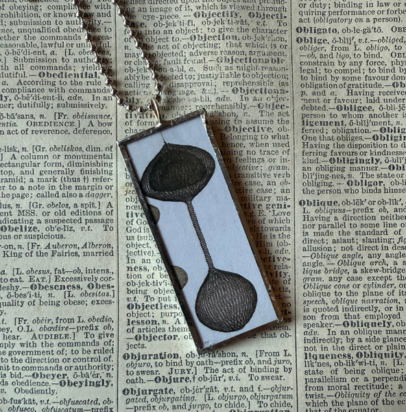 Ruth Asawa, mid-century modern art, 2-sided hand soldered glass pendant