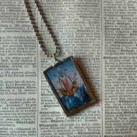 The Garden of Earthly Delights, Hieronymus Bosch, upcycled to hand soldered glass pendant