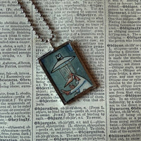 Spy vs Spy MAD Magazine illustration, upcycled to soldered hand-soldered glass pendant