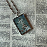 Spy vs Spy MAD Magazine illustration, upcycled to soldered hand-soldered glass pendant