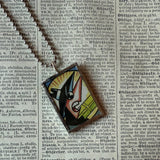 Spy vs Spy MAD Magazine illustration, upcycled to soldered hand-soldered glass pendant
