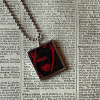Emily the Strange, vintage illustrations up-cycled to soldered glass pendant