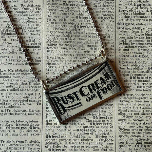 Vintage Bust Cream, vintage Sears Catalog illustrations, upcycled to hand soldered glass pendant