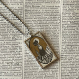 1 Cat, kitten, kitty, antique postcard illustrations up-cycled to soldered glass pendant