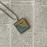 1 Rome Italy , vintage map, hand-soldered glass pendant