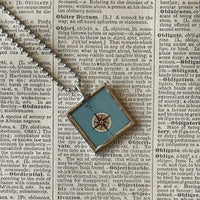 1 Rome Italy , vintage map, hand-soldered glass pendant