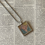 1 India, vintage map, hand-soldered glass pendant
