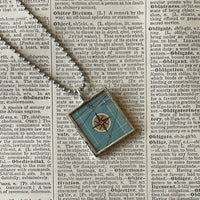 1 India, vintage map, hand-soldered glass pendant