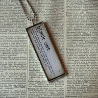 Black cat, witch, vintage halloween illustrations, up-cycled to soldered glass pendant
