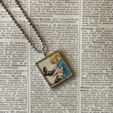 Winnie the Pooh, Christopher Robin, book illustrations, up-cycled to hand-soldered glass pendant