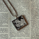 Goblins, vintage children's book illustration up-cycled to soldered glass pendant