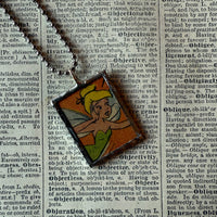 Tinkerbell, vintage children's book illustrations, up-cycled to soldered glass pendant