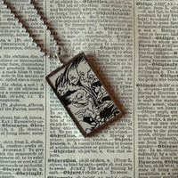Goblins, vintage children's book illustration up-cycled to soldered glass pendant