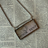 Death's head hawkmoth, moon dust, vintage illustration upcycled to hand-soldered glass pendant