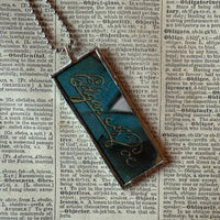 Edgar Allan Poe, vintage halloween illustrations, up-cycled to soldered glass pendant