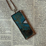 Edgar Allan Poe, vintage halloween illustrations, up-cycled to soldered glass pendant