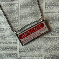 Arsenic, Muriatic Acid Poison labels, vintage illustrations upcycled to hand-soldered glass pendant