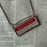 Arsenic, Muriatic Acid Poison labels, vintage illustrations upcycled to hand-soldered glass pendant