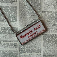 Arsenic, Muriatic Acid Poison labels, vintage illustrations upcycled to hand-soldered glass pendant