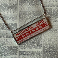 Muriatic Acid Poison labels, vintage illustrations upcycled to hand-soldered glass pendant
