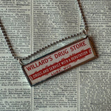 Muriatic Acid Poison labels, vintage illustrations upcycled to hand-soldered glass pendant