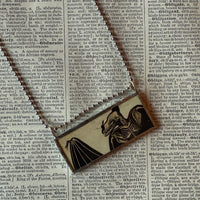 Vampire bats, vintage illustrations upcycled to hand-soldered glass pendant