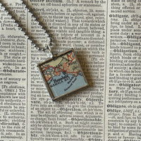 Honolulu, Hawaii, vintage map, hand-soldered glass pendant