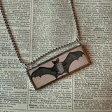 Vampire bats, vintage illustrations upcycled to hand-soldered glass pendant