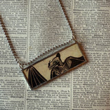 Vampire bats, vintage illustrations upcycled to hand-soldered glass pendant
