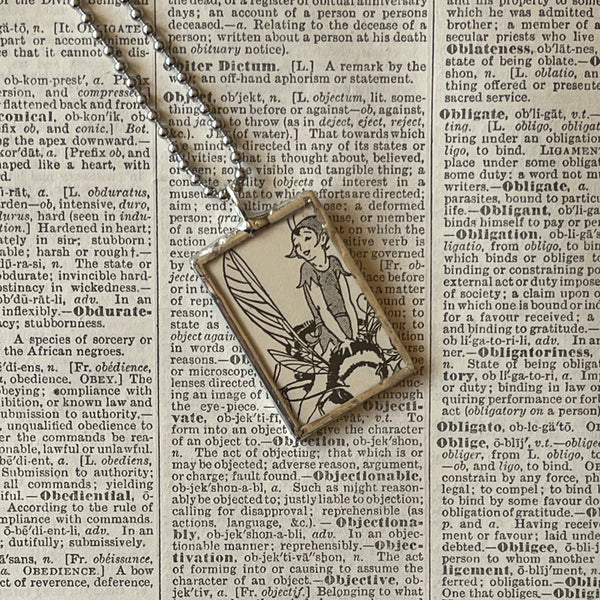 1 Fairies, vintage illustrations up-cycled to soldered glass pendant