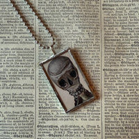 Skeleton / Skull, vintage illustrations up-cycled to soldered glass pendant