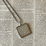 1 Inch worm, geometrid, vintage 1940s dictionary illustration, up-cycled to hand soldered glass pendant