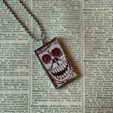 Skeleton / Skull, vintage illustrations up-cycled to soldered glass pendant