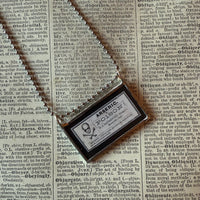 Arsenic Poison labels, vintage illustrations upcycled to hand-soldered glass pendant
