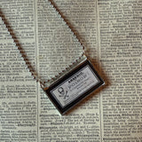 Arsenic Poison labels, vintage illustrations upcycled to hand-soldered glass pendant