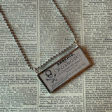 Arsenic Poison label, death's head moth, vintage illustrations upcycled to hand-soldered glass pendant