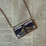 Arsenic Poison label, death's head moth, vintage illustrations upcycled to hand-soldered glass pendant