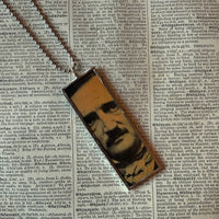 Edgar Allan Poe, vintage halloween illustrations, up-cycled to soldered glass pendant