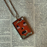 Jack O'Lantern, owl vintage halloween illustrations, up-cycled to soldered glass pendant
