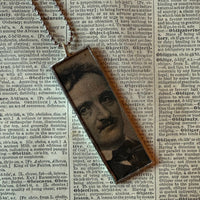 Edgar Allan Poe, vintage halloween illustrations, up-cycled to soldered glass pendant