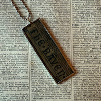 Edgar Allan Poe, vintage halloween illustrations, up-cycled to soldered glass pendant