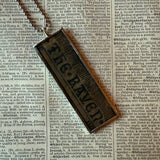 Edgar Allan Poe, vintage halloween illustrations, up-cycled to soldered glass pendant