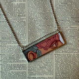 Phrenology, vintage illustrations upcycled to hand-soldered glass pendant