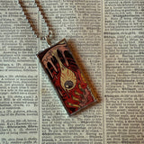 Goblins, Devils, Eyeball, MAD Magazine illustrations, upcycled to soldered hand-soldered glass pendant