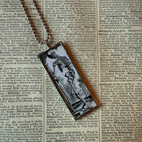 Skeleton / Skull, vintage illustrations up-cycled to soldered glass pendant