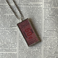 1 Vintage carnival ticket - 50 cents upcycled to soldered glass pendant