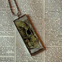 Skeleton / Skull, vintage illustrations up-cycled to soldered glass pendant