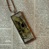 Skeleton / Skull, vintage illustrations up-cycled to soldered glass pendant