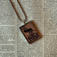 Skeleton / Skull, vintage illustrations up-cycled to soldered glass pendant