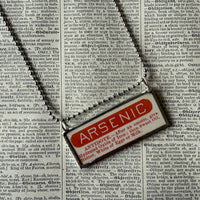 Arsenic Poison labels, vintage illustrations upcycled to hand-soldered glass pendant